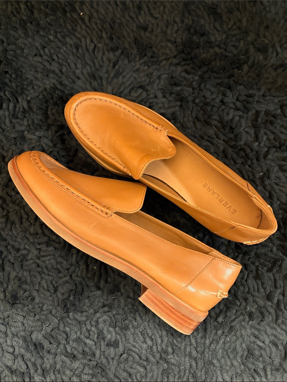 Everlane Caramel Leather Slip-On Loafers
